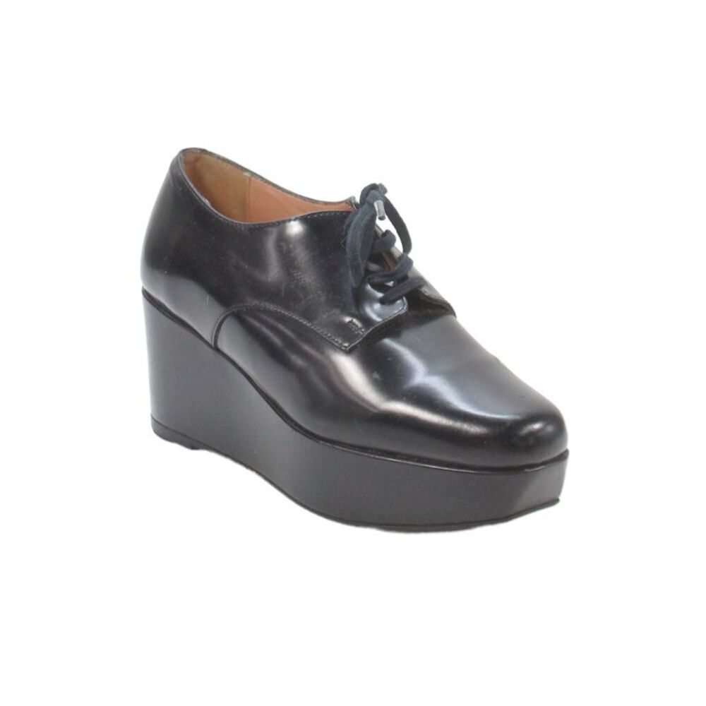 Robert Clergerie Womens Patent Leather Platform Wedge Pumps Black Size 36 6